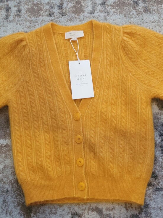 Sezane Sweaters - NWT Sézane La Maille Perrine Mohair Blend Cardigan XS Tournesol Yellow